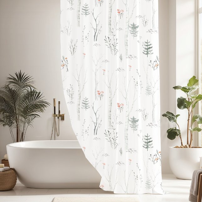 Rideaux De Douche Arbre à pin d'hiver rustique (Créateur téléchargé)
