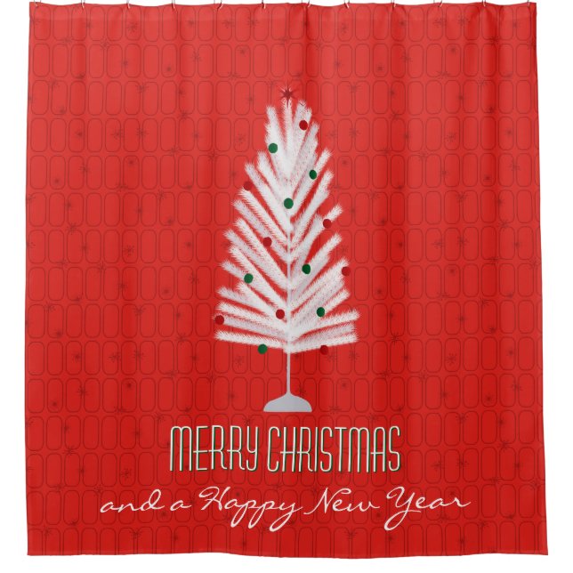 Rideaux De Douche Arbre de Noël en aluminium rouge (Devant)
