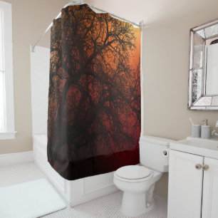 Rideaux De Douche Arbre d'hiver Silhouette