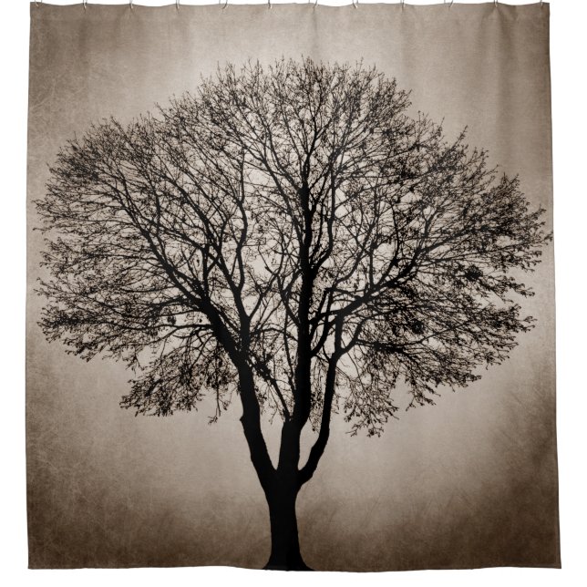 Rideaux De Douche Arbre Silhouette Brown Sepia Design 205 (Devant)