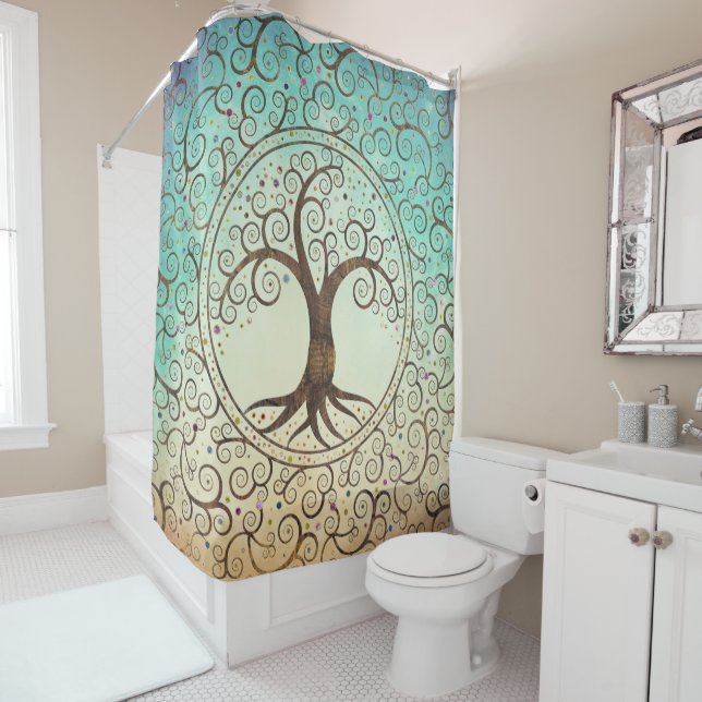 Rideaux De Douche Arbre spiral de vie - Yggdrasil (En situation)