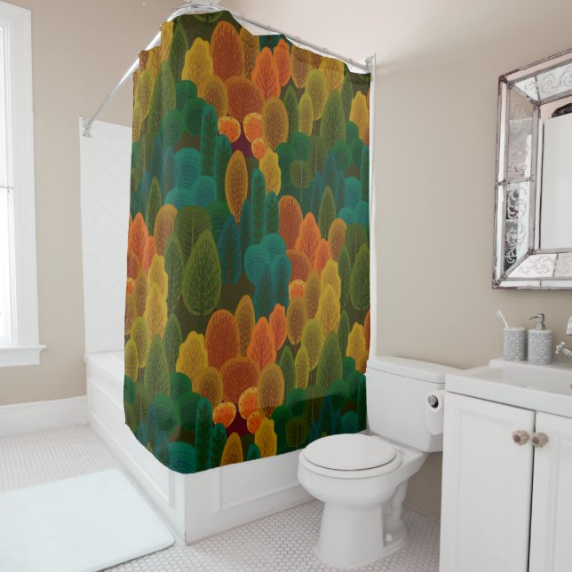 Rideaux De Douche Arbres d'automne colorés modernes (En situation)