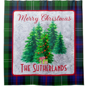 Rideaux De Douche Arbres de Noël personnalisés Clan Sutherland écoss
