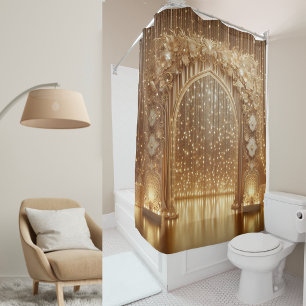 Rideaux De Douche Arc de célébration doré luxueux : mariage élégant