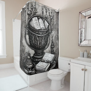 Rideaux De Douche Argent Steampunk Cauldron Spellbooks et Potions