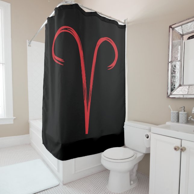 Rideaux De Douche ARRÊTE Le Brush Rouge Brush Astrologie Zodiac (En situation)