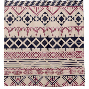 Rideaux De Douche arrière - plan Aztèque, tribu vintage, motif ethni