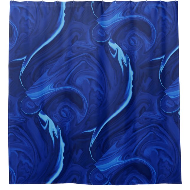 Rideaux De Douche arrière - plan bleu Cobalt Texté à la main (Devant)