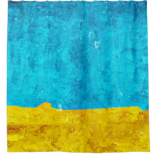 Rideaux De Douche Arrière - plan bleu jaune