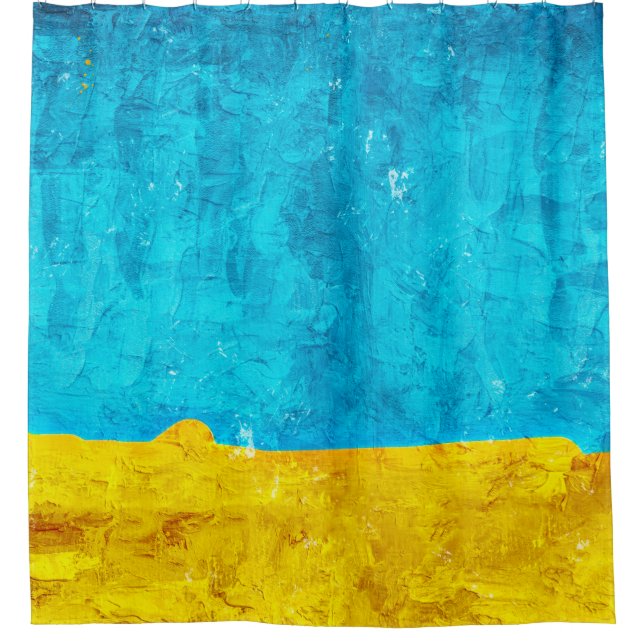 Rideaux De Douche Arrière - plan bleu jaune (Devant)