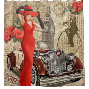 Rideaux De Douche Arrière - plan de journal déchiré par le poster