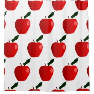 Rideaux De Douche Arrière - plan de la Pomme rouge sans faille