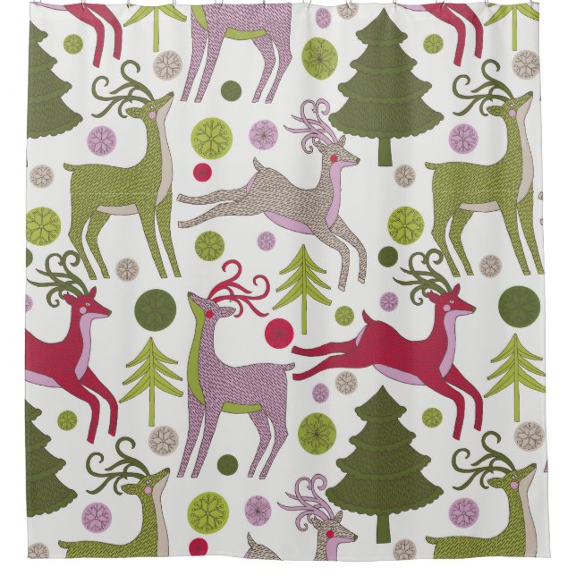 Rideaux De Douche Arrière - plan de Noël : Conception de la saison d (Devant)