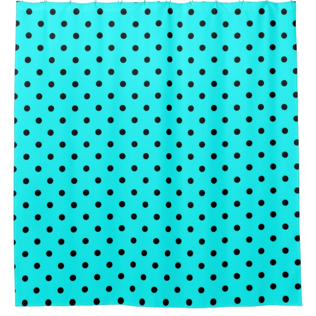 Rideaux De Douche Arrière - plan de pois turquoise (Devant)