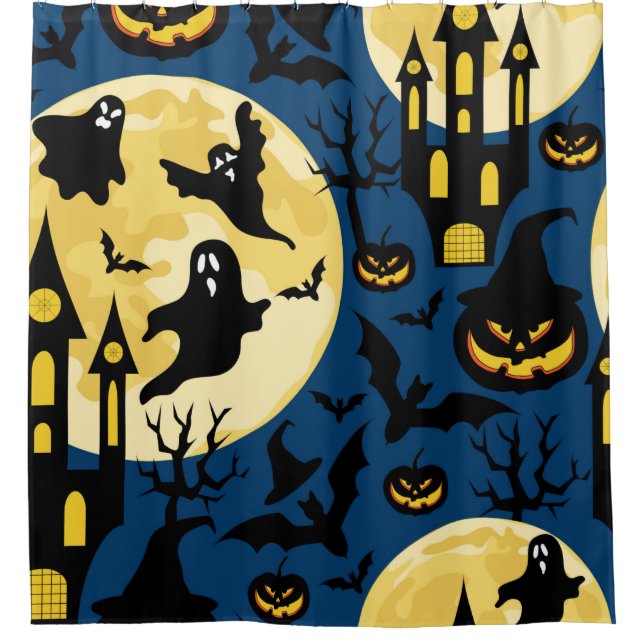 Rideaux De Douche Arrière - plan d'Halloween. Motif sans joint avec  (Devant)