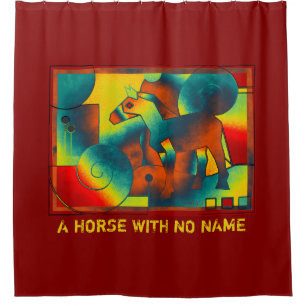 Rideaux De Douche ART Abstrait - A HORSE - bleu rouge jaune