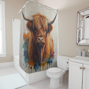 Rideaux De Douche Art Abstrait dynamique Highland Bull Art.Design ar