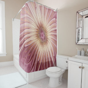 Rideaux De Douche Art Abstrait Fractal Fleur & Tons de Bourgogne