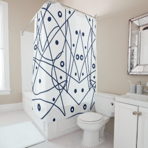 Rideaux De Douche Art Abstrait Noir Blanc Lignes Cercles Minimalisme