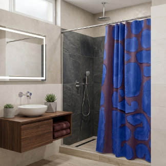 Rideaux De Douche Art abstrait vintage bleu nuit