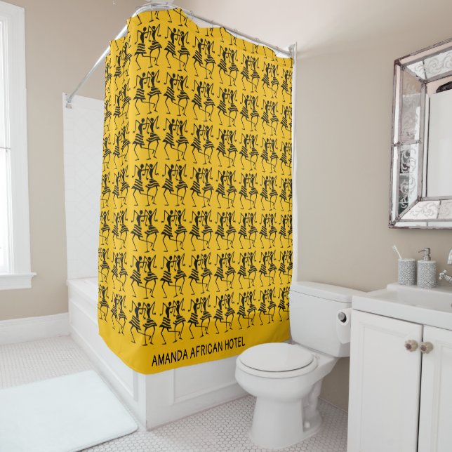 Rideaux De Douche Art africain, danseuses de silhouette (En situation)