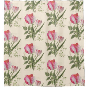Rideaux De Douche Art botanique vintage de tulipe de perroquet de