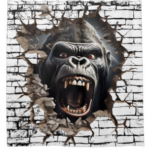 Rideaux De Douche Art de mur de gorille 3D – Safari réaliste