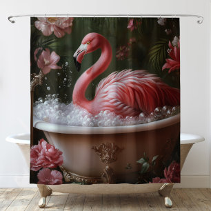 Rideaux De Douche Art de salle de bain floral tropical Flamingo Baig