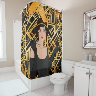 Rideaux De Douche art déco, flipper girl, vintage, grand Gatsby, ch