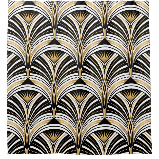 Rideaux De Douche Art Déco Gold Black Elegance : Années folles (Devant)