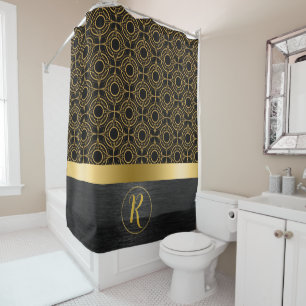 Rideaux De Douche Art Déco Luxe Or Et Noir