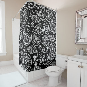 Rideaux De Douche Art Déco Motif floral noir et blanc