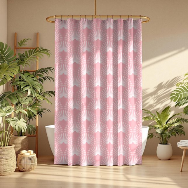 Rideaux De Douche Art déco rose et blanc sans couture motif 2 (Créateur téléchargé)