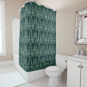 Rideaux De Douche Art déco, Vert, noir, motif, Art nouveau, vintage