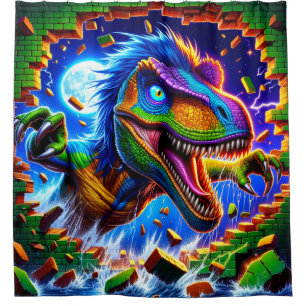 Rideaux De Douche Art Dinosaur