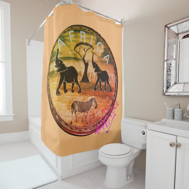 Rideaux De Douche Art Eléphant Africain (En situation)