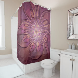 Rideaux De Douche Art floral fractal moderne abstrait couleurs de ba