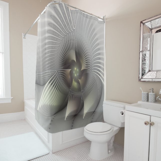 Rideaux De Douche Art fractal Abstrait moderne en 3D (En situation)