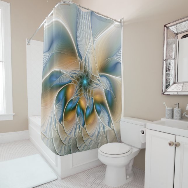Rideaux De Douche Art Fractal De L'Imaginaire Abstrait En Plein Esso (En situation)