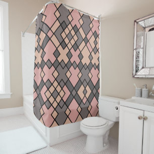 Rideaux De Douche art géométrique Abstrait rose violet gris