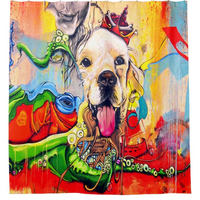 Rideaux De Douche Art Moderne Golden Retriever Street (Devant)