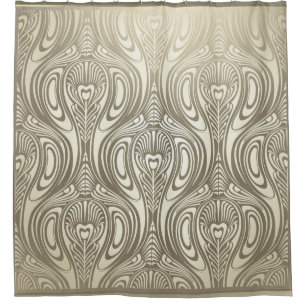 Rideaux De Douche Art nouveau, art déco, couleurs or, vintage, flora
