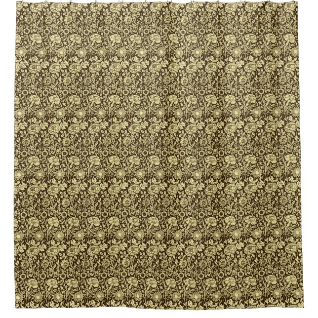 Rideaux De Douche Art Nouveau Carnation Damas, Brown et crème (Devant)