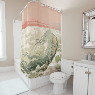 Rideaux De Douche Art nouveau La vague par Henri Privat-Livemont