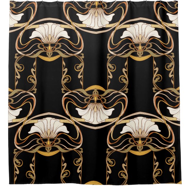 Rideaux De Douche Art nouveau : Noir or (Devant)