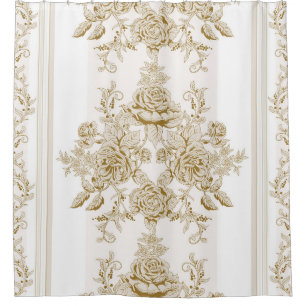 Rideaux De Douche Art nouveau, Toile, floral, motif, beige, chic, é