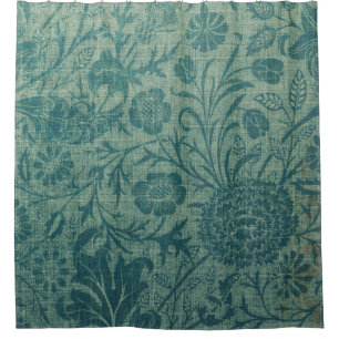 Rideaux De Douche art Nouveau, turquoise, style William Morris, flor