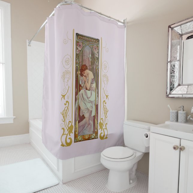 Rideaux De Douche Art Noveau Alphonse Mucha Night's Reest (En situation)