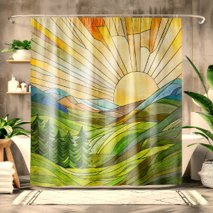Rideaux De Douche Art numérique mosaïque Mountain Sunrise