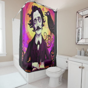 Rideaux De Douche Art numérique Vintage Look Edgar Allan Poe Raven